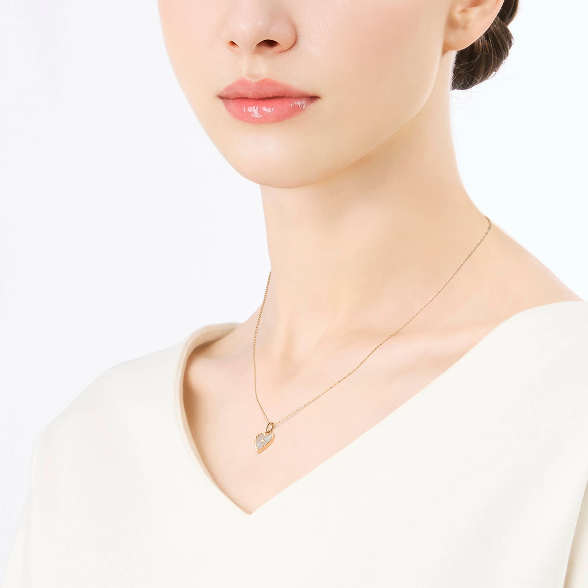 スタージュエリーk10チャーム　現行品 MOTHER OF PEARL ETCHED HEART CHARM(2JC0154)K10 チャーム｜スター
