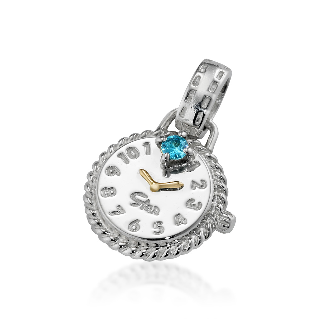 ベビーSILVER CLOCK CHARM BLUE SAPPHIRE(9月)(2SC0801)｜スター