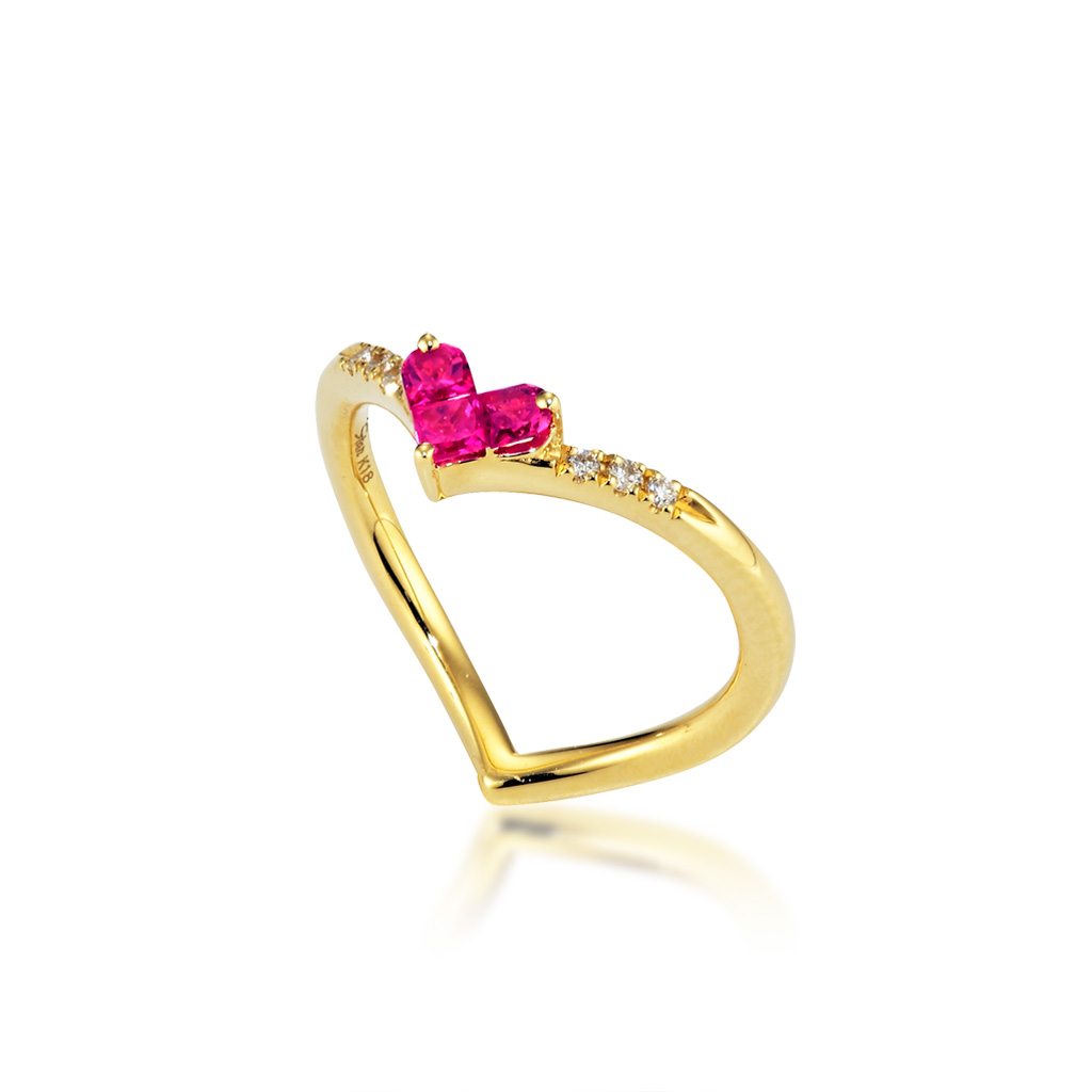 ピンキーリングMYSTERIOUS HEART RUBY PINKIE RING(2ZR1481)｜スター