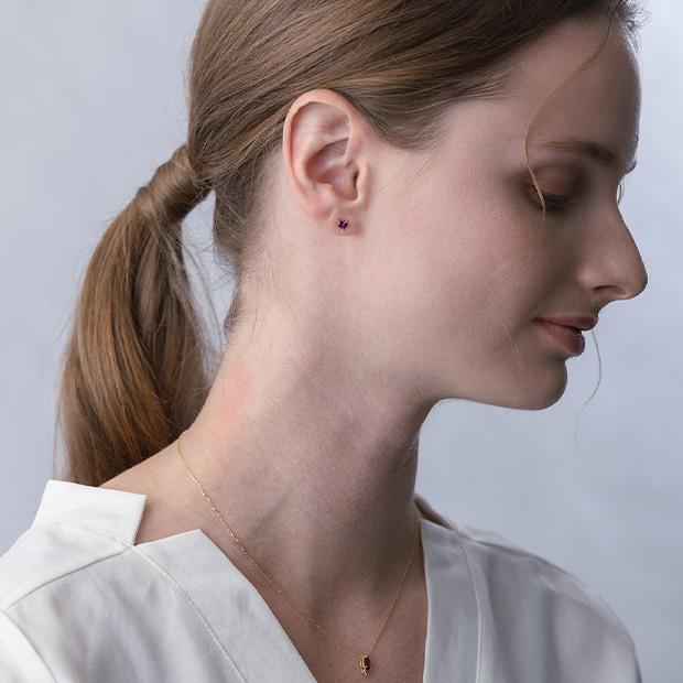 K18ピアス PURPLE GARNET PIERCED EARRINGS(2ZP1664)K18 ピアス｜スター