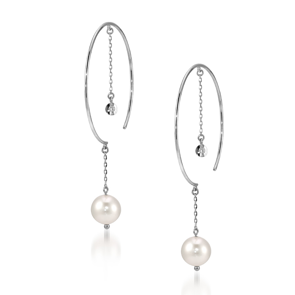 ピアスPEARL HOOP&CHAIN PIERCED EARRINGS(2JP0688)|スタージュエリー