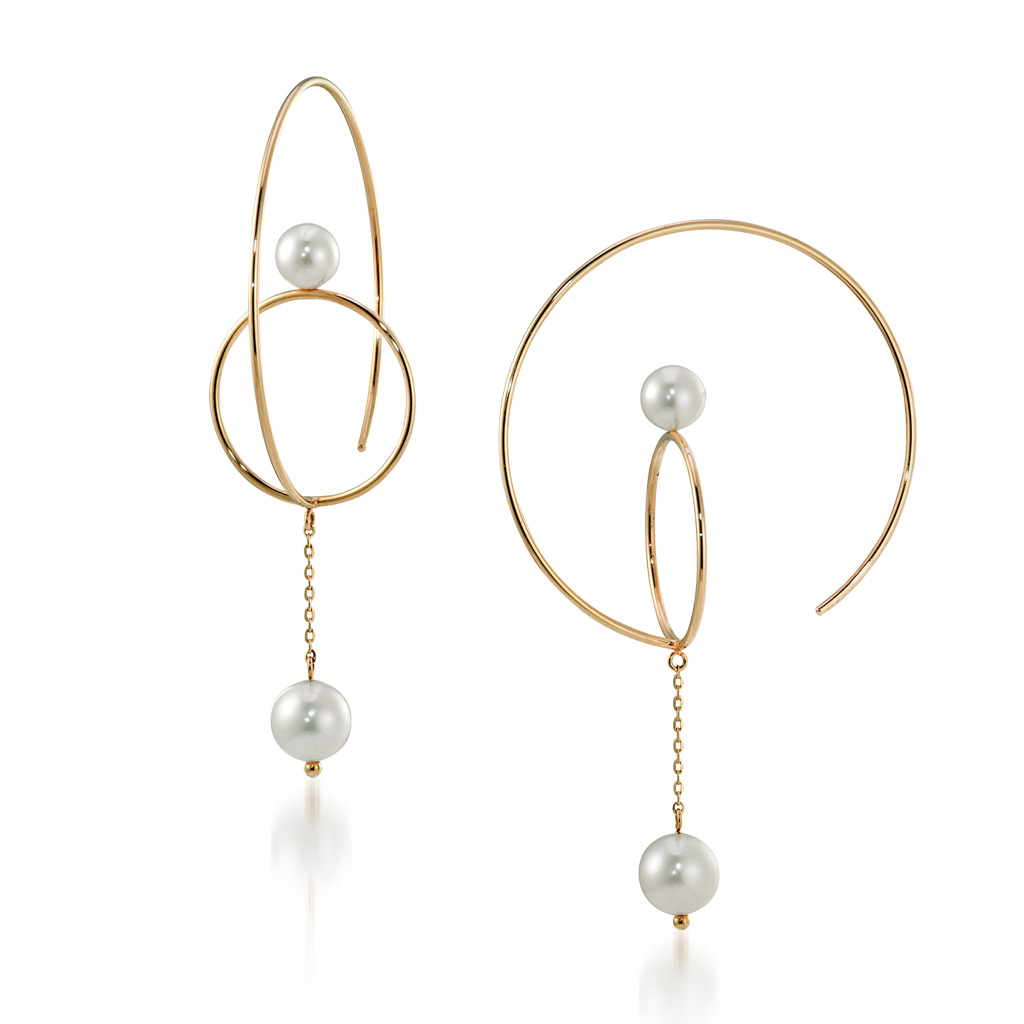 ピアスPEARL HOOP&CHAIN PIERCED EARRINGS(2JP0685)｜スタージュエリー