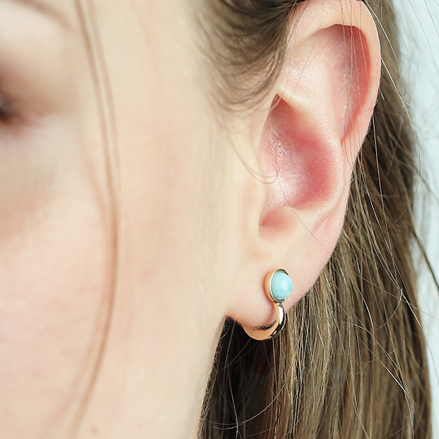 イヤリングLARIMAR & PEARL CLIP EARRINGS(2JE0130)｜スタージュエリー