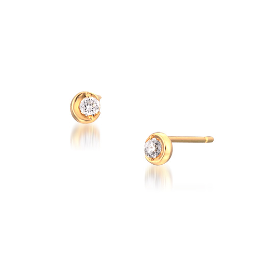 ピアスMOON SETTING DIAMOND PIERCED EARRINGS 0.08ct(2ZP1173 ...