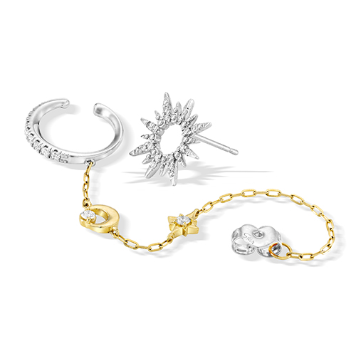 DIAMOND SUNBURST PIERCED EARRING & EAR CUFF(片耳用)(1XP0406