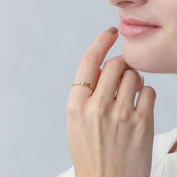 WHITE SAPPHIRE CHAIN RING(2JR0569)K10 リング|スタージュエリー公式 WHITE SAPPHIRE CHAIN RING(2JR0569)K10 リング|スタージュエリー公式