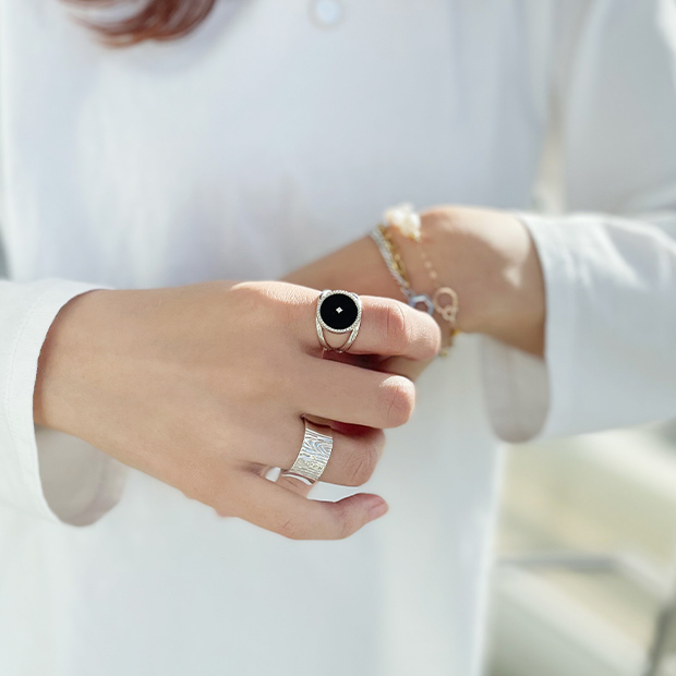 リング(通常サイズ)ONYX COIN RING(2SR7053)STAR JEWELRY GIRL (スター ...