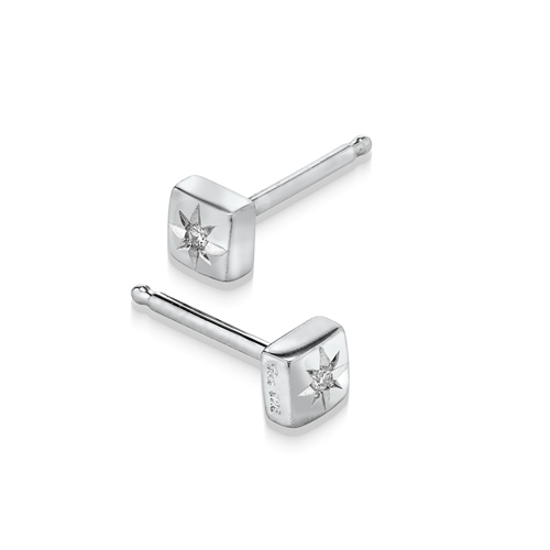 DIAMOND ASTERISK PIERCED EARRINGS(SQUARE)(2SP0914)SV925 ピアス