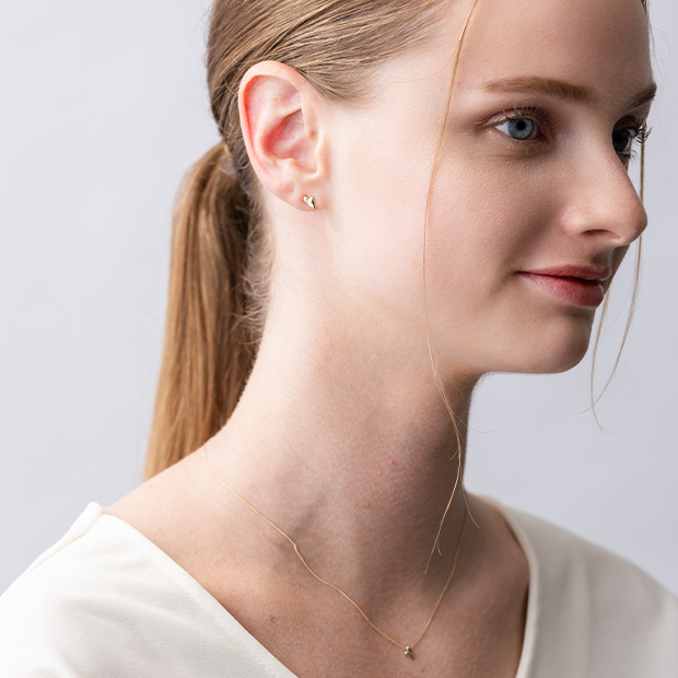 GOLD LIQUID HEART PIERCED EARRINGS(2JP0999)K10 ピアス