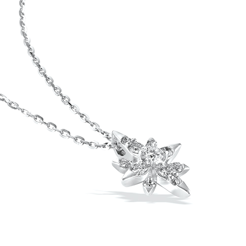 美品【STAR JEWELRY】K10クロッシングスターネックレス CROSSING STAR SETTING DIAMOND NECKLACE 0.15ct(2XN0290)Pt950