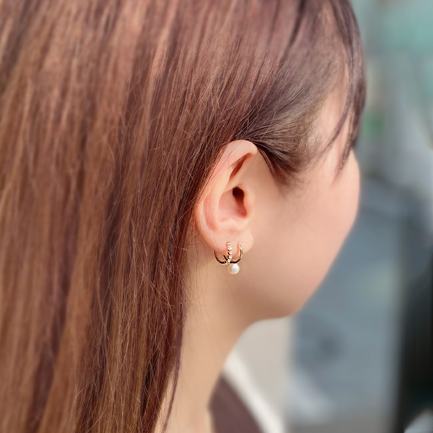 ピアスPEARL HOOP PIERCED EARRING(2JP7925)STAR JEWELRY GIRL (スター