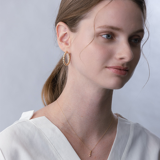 BALL HOOP PIERCED EARRING(2.8cm/片耳用)(2JP1051)K10 ピアス