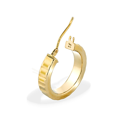 TEXTURE HOOP PIERCED EARRING(2cm/片耳用)(2JP1090)K10 ピアス