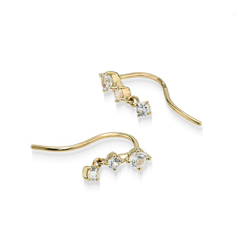 スタージュエリー k10大粒　ホワイトトパーズ ピアス(片耳用) WHITE SAPPHIRE PIERCED EARRINGS(2JP1021)K10 ピアス｜スター