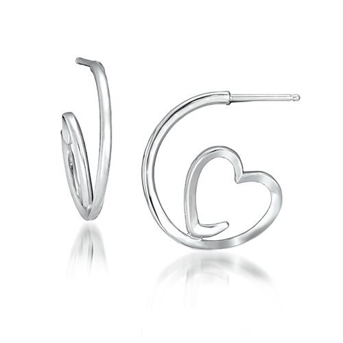 HEART SPIRAL HOOP PIERCED EARRINGS(2SP0882)SV925 ピアス
