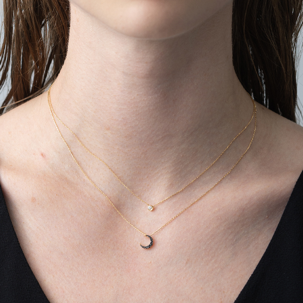 ネックレスMOON SETTING DIAMOND NECKLACE 0.04ct(2ZN1605)|スター