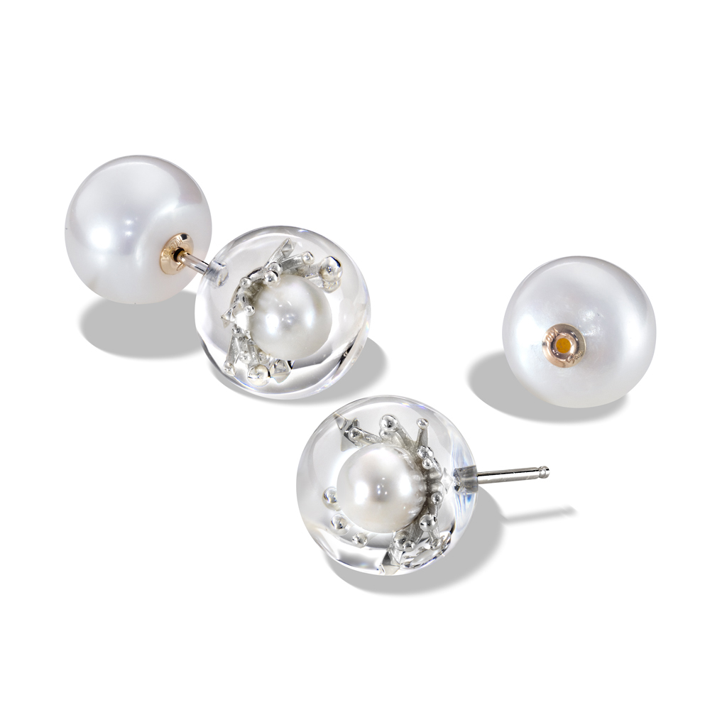 Lame Hoop & Pearl Catch ピアス Lame Hoop & Pearl Catch ピアス