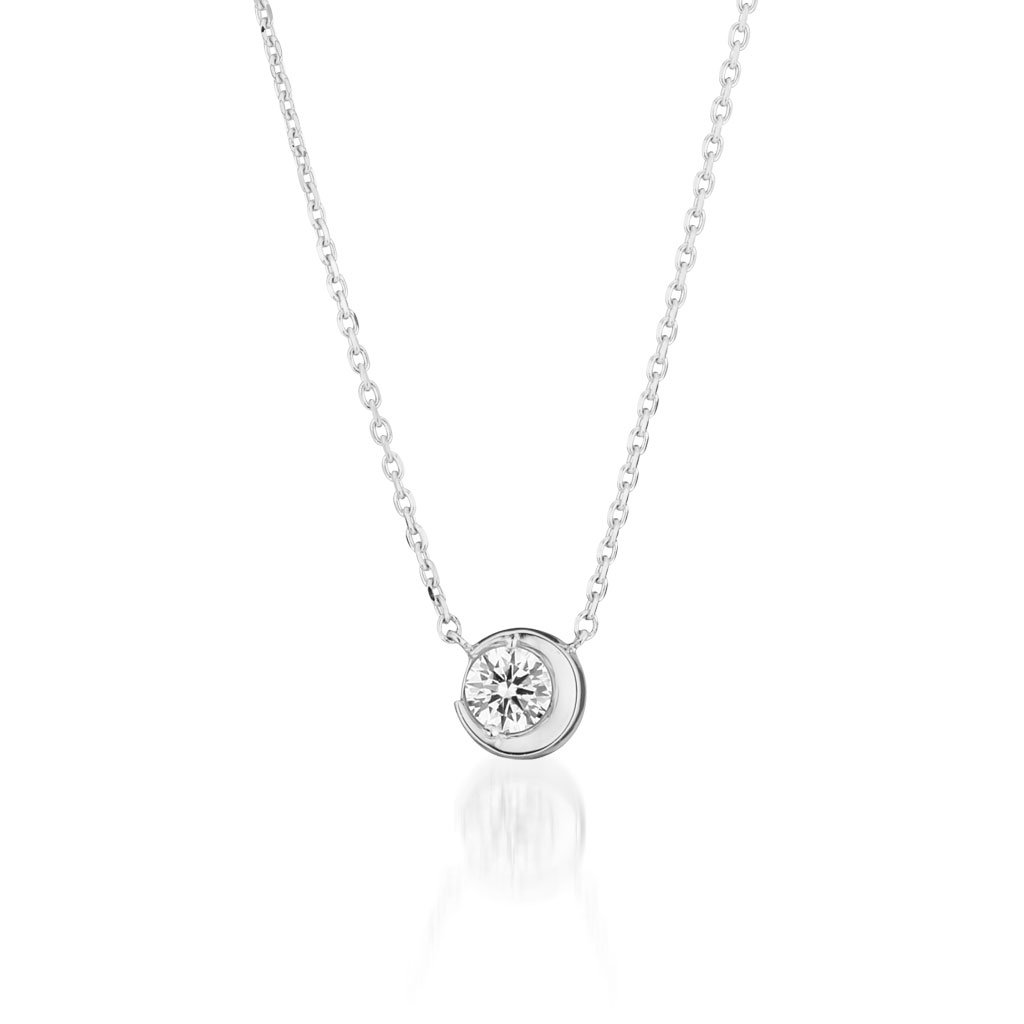 ネックレスMOON SETTING DIAMOND NECKLACE 0.14ct(2ZN1669)｜スター