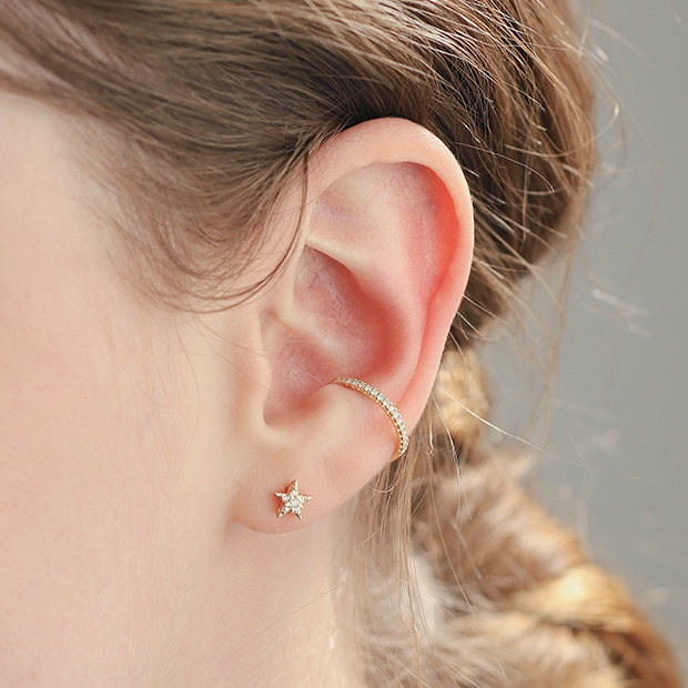 K18 イヤーカフ DIAMOND EAR CUFF(M)-