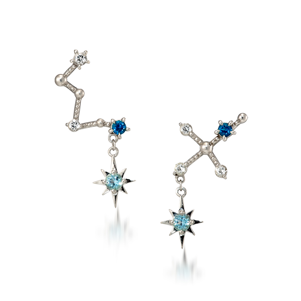 STAR JEWELRY 星座ピアス 11月誕生石　南十字星　カシオペア座