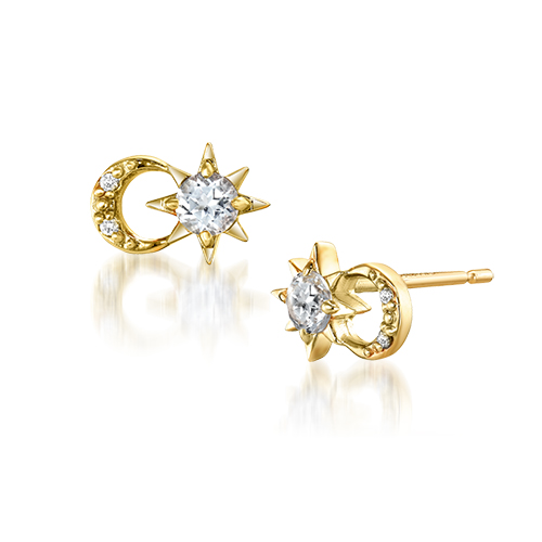 ピアスCROSSING STAR & MOON PIERCED EARRINGS(2JP0857)｜スター