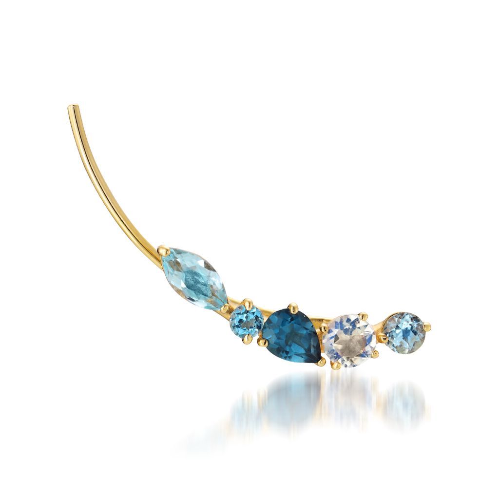 ピアスBLUE TOPAZ/BLUE MOONSTONE EAR CLIMBER PIERCED EARRING 