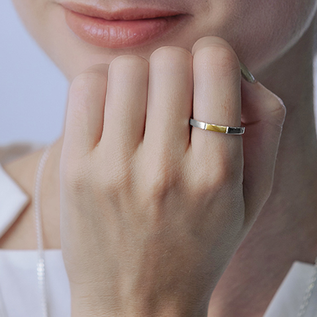 SIGNET PLATE RING(SV925×YG)(2SR1540)SV925/K10 リング｜スター