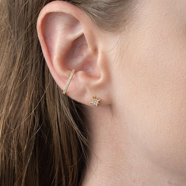 ピアスDIAMOND CROSSING STAR PIERCED EARRING(2ZP1581)｜スター 