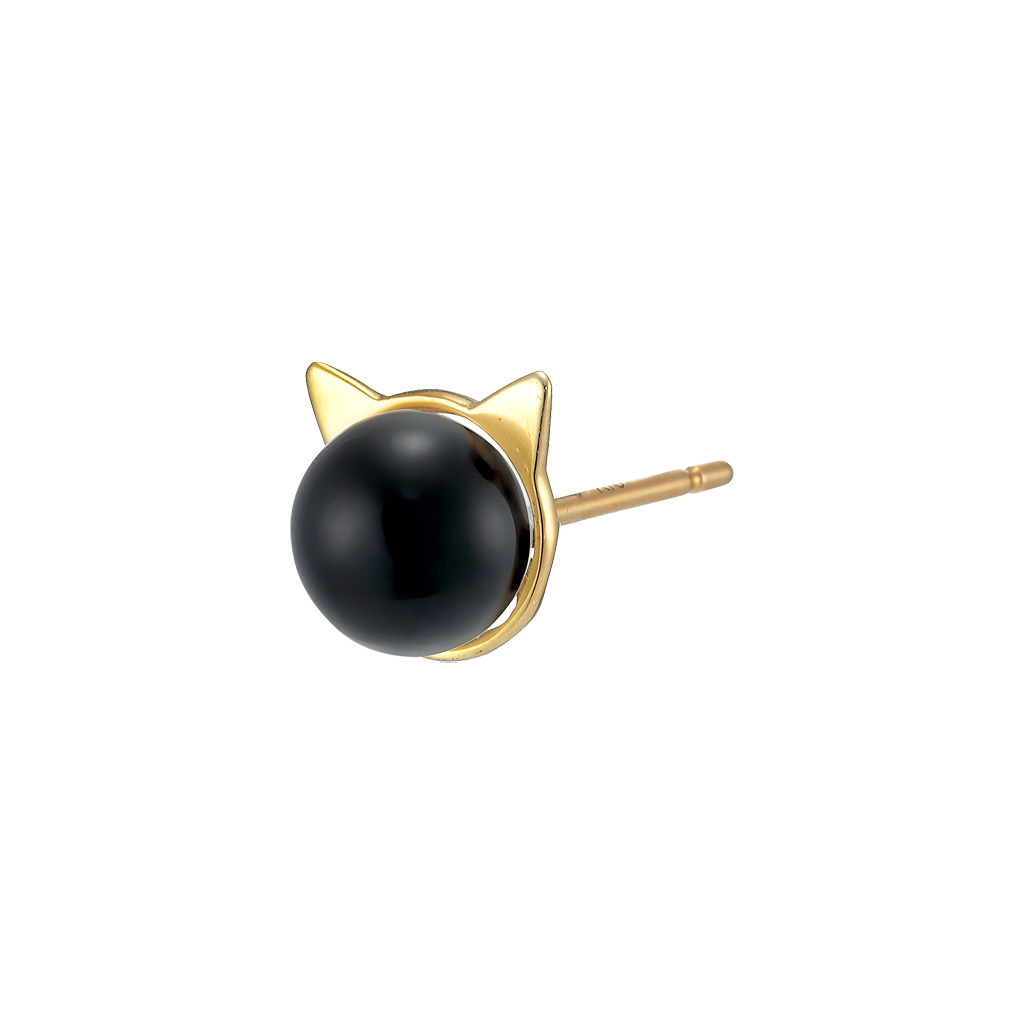 ONYX CAT PIERCED EARRING(2JP7186)STAR JEWELRY GIRL (スタージュエリ