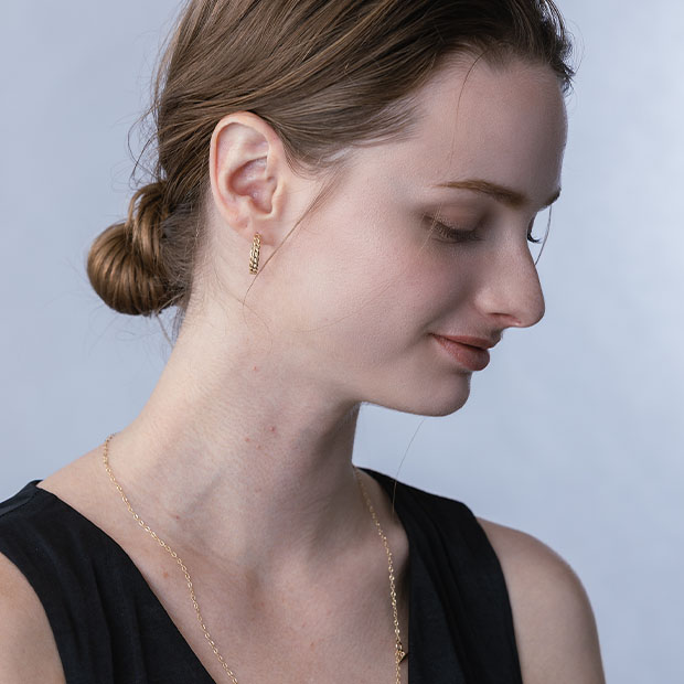 CHAIN HOOP PIERCED EARRINGS(2JP1076)K10 ピアス｜スタージュエリー