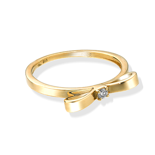 DIAMOND BOW PINKIE RING(1ZR1265)K18 ピンキーリング｜スター