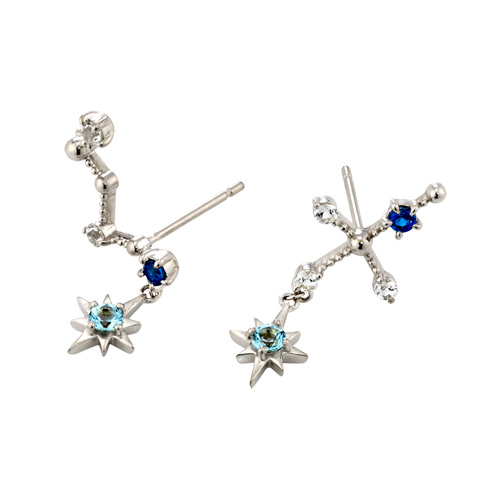 STAR JEWELRY ピアス(ダイヤモンド・ブルートパーズ) STAR JEWELRY - STAR JEWELRYロンドンブルートパーズ18K DEEP