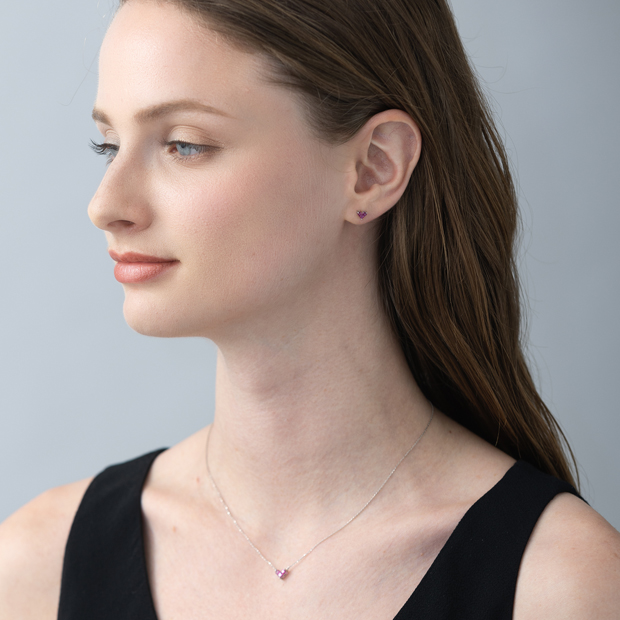 MYSTERIOUS HEART RUBY PIERCED EARRINGS(1XP0407)Pt950 ピアス