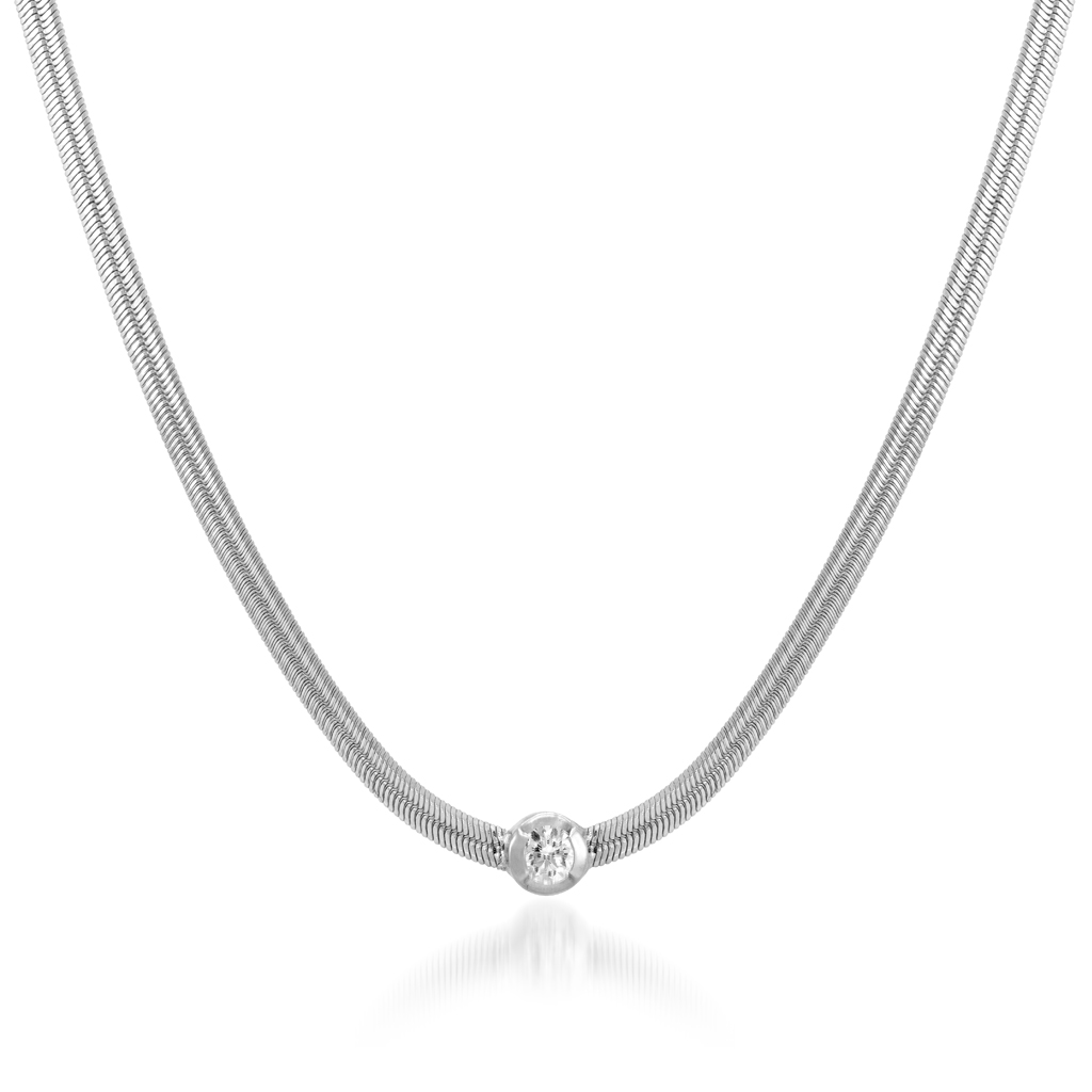 K18 ネックレス SOLITAIRE HERRINGBONE