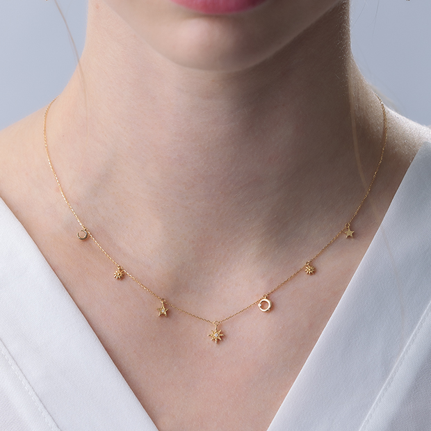 MOON＆SUN NECKLACE(2ZN2476)K18 ネックレス｜スタージュエリー