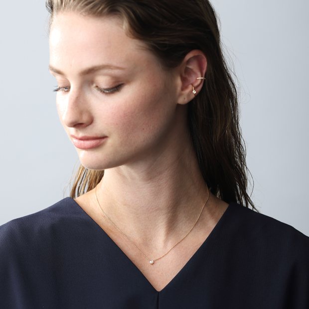 MOON SETTING DIAMOND NECKLACE 0.10ct(2ZN1830)K18 ネックレス