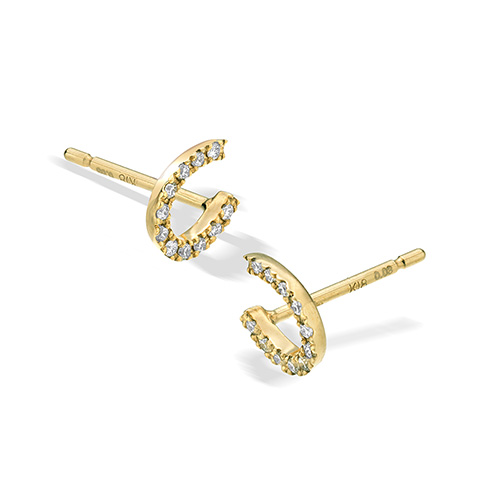 DIAMOND HORSESHOE PIERCED EARRINGS (YG)(1ZP0971)K18 ピアス｜スター