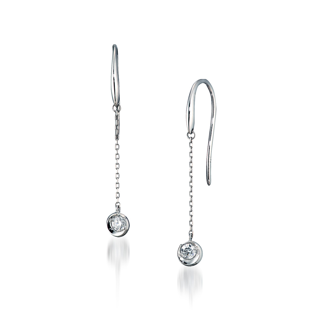 ピアスMOON SETTING DIAMOND CHAIN PIERCED EARRINGS(2XP0295)｜スター