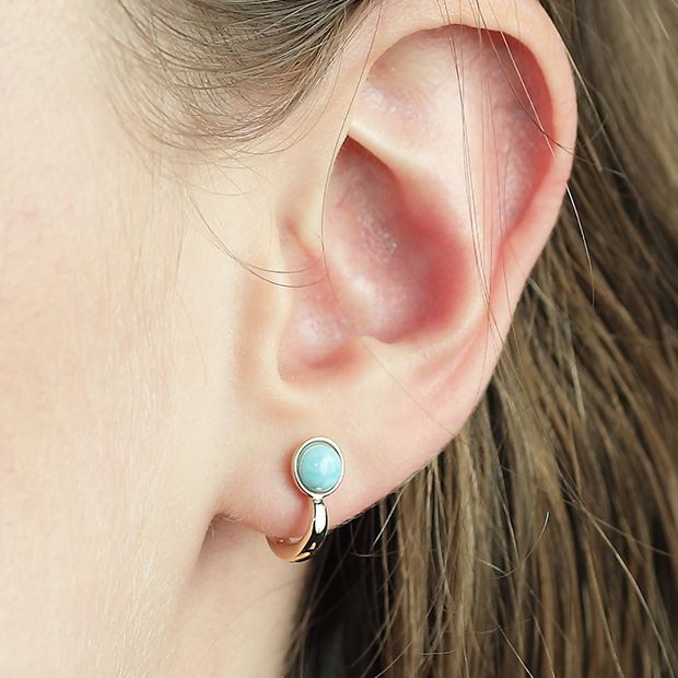 イヤリングLARIMAR & PEARL CLIP EARRINGS(2JE0130)｜スタージュエリー