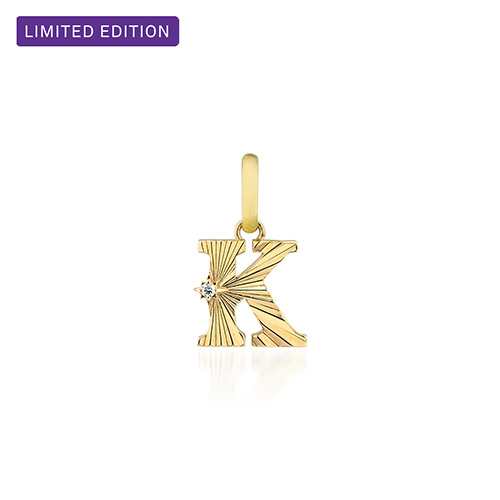 PERSONALIZE YOU】ETCHED INITIAL CHARM (K)(K18YG)(2ZC8803)K18