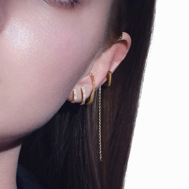 CLICK HOOP PIERCED EARRING(M)(片耳用)(2JP0799)K10 ピアス