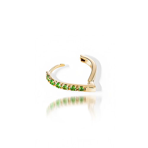GREEN GARNET CLICK HOOP PIERCED EARRING(2JP1066)K10 ピアス｜スター