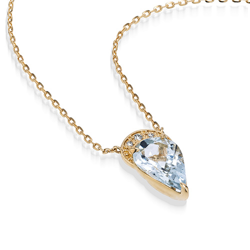 CRESCENT DROP NECKLACE (YG×アクアマリン)(1ZN1198)K10 ネックレス