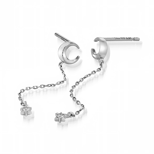 MOON CHAIN PIERCED EARRINGS(WG)(2JP1105)K10 ピアス｜スター