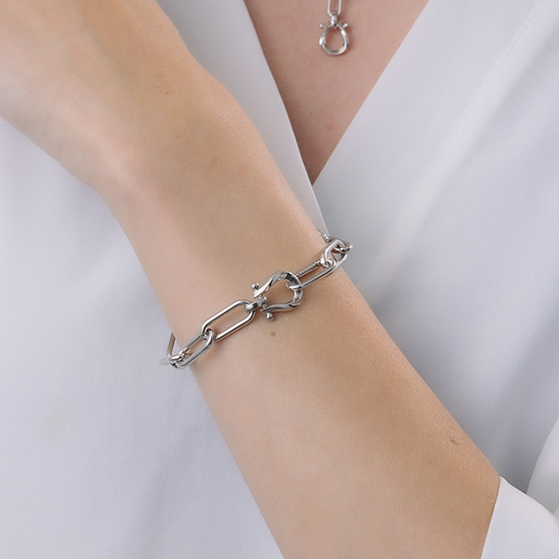 BUCKLE CLIP CHAIN BRACELET(19.5cm)(2SU0990)SV925