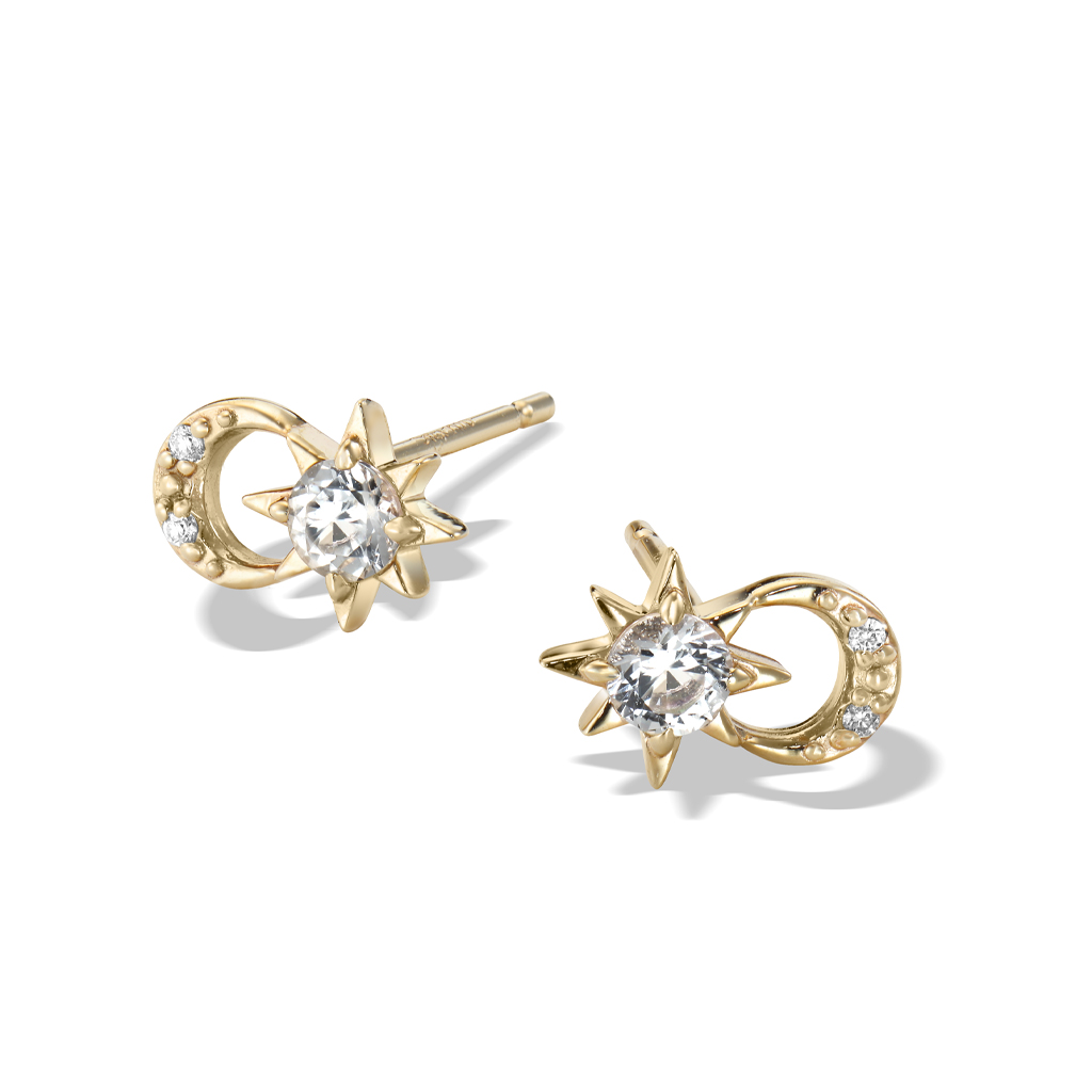 ピアスCROSSING STAR & MOON PIERCED EARRINGS(2JP0857)｜スター 