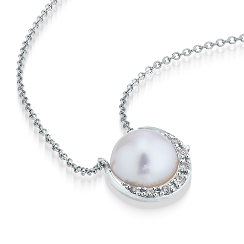 DIAMOND PEARL MOON NECKLACE(2XN0476)Pt950 ネックレス｜スター