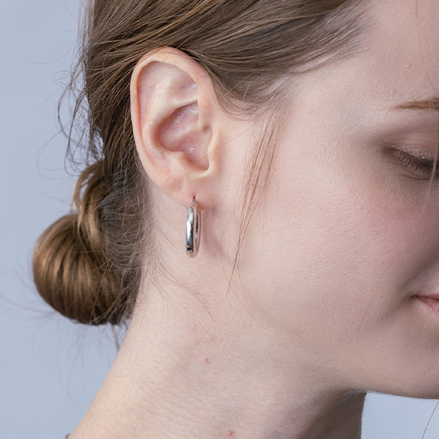 PUFFY HOOP PIERCED EARRING(2.2cm/片耳用)(2JP1053)K10 ピアス