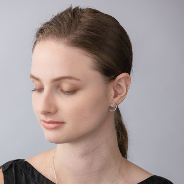 DIAMOND MOON PIERCED EARRINGS(1XP0422)Pt950 ピアス｜スター