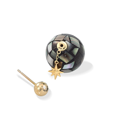 k10PG　2ホールピアス　3点セット　刻印有り SHIMMER BALL PIERCED EARRING(片耳用)(2JP1083)K10 ピアス